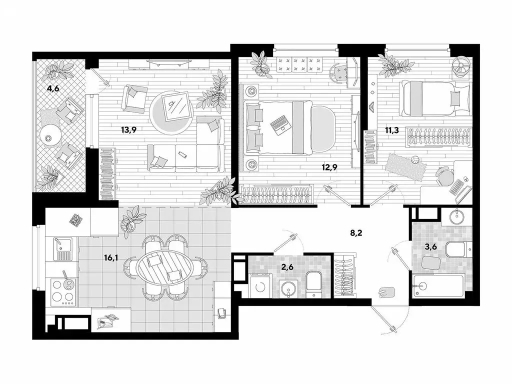 3-комнатная квартира: Краснодар, улица Ивана Беличенко, 83 (73.1 м) - Фото 1