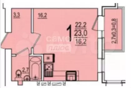 Квартира-студия, 23 м, 2/5 эт. - Фото 0