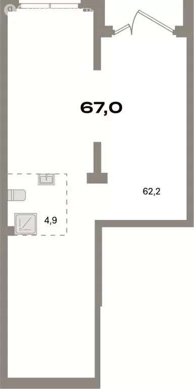 Помещение свободного назначения (67.03 м) - Фото 1