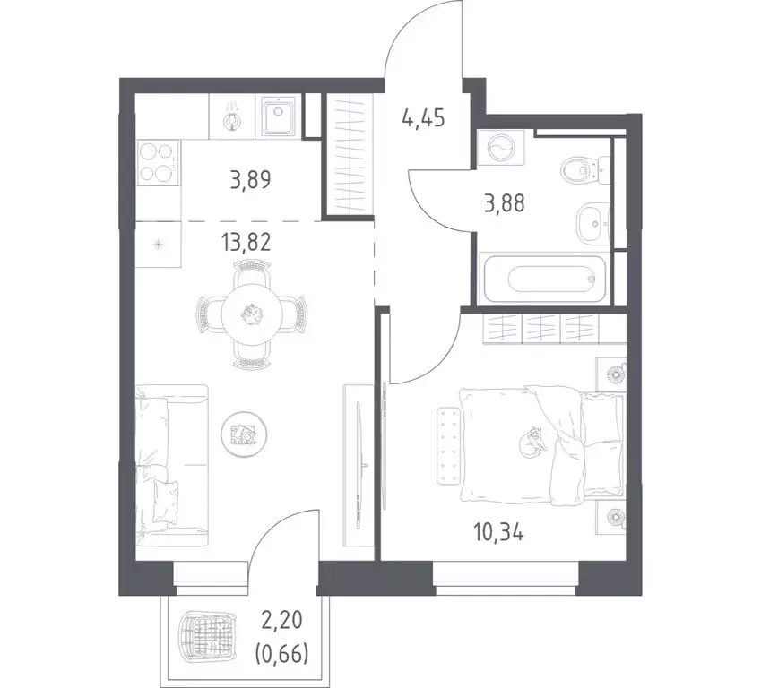 1-комнатная квартира: село Ям, ЖК Прибрежный Парк, 10.1 (37.04 м) - Фото 1