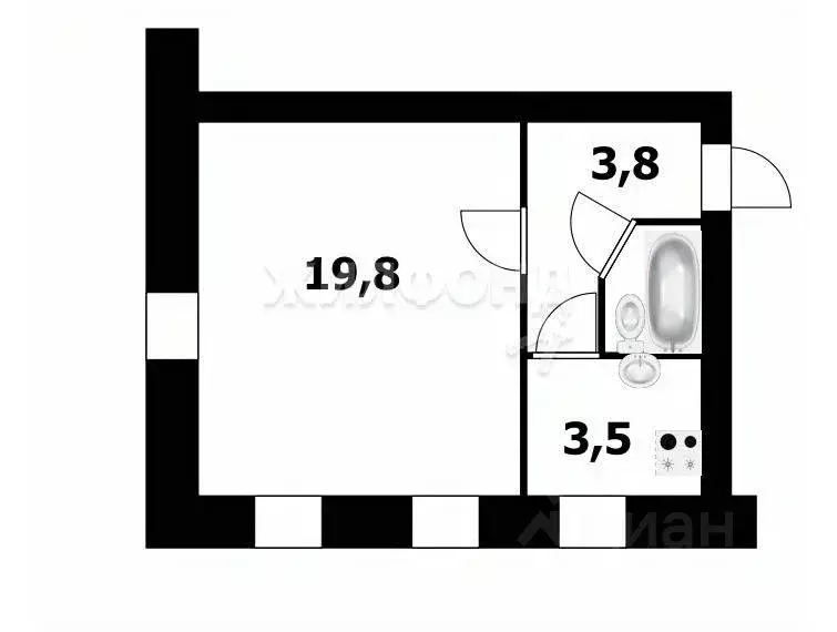 1-к кв. Новосибирская область, Новосибирск ул. Мира, 53 (29.3 м) - Фото 0