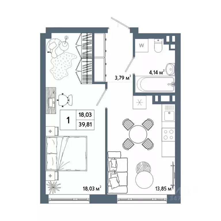 1-к кв. Башкортостан, Уфа 42-й кв-л,  (39.86 м) - Фото 1