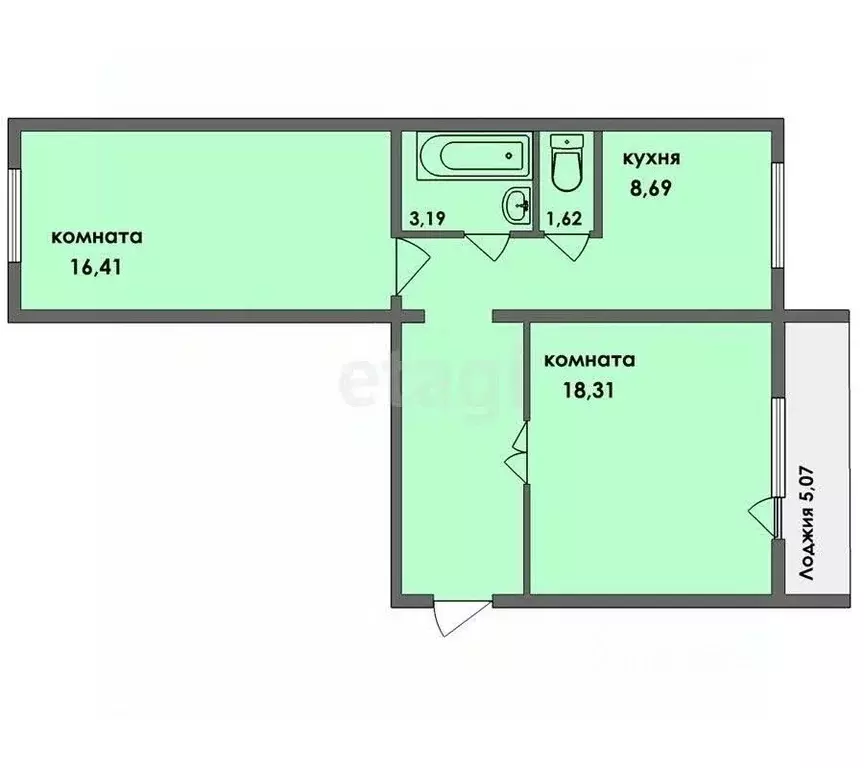 2-к кв. Костромская область, Кострома Мясницкая ул., 62 (55.7 м) - Фото 1