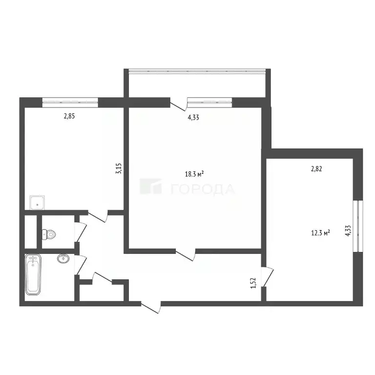 2-к кв. Кемеровская область, Новокузнецк ул. Тольятти, 76 (54.1 м) - Фото 2