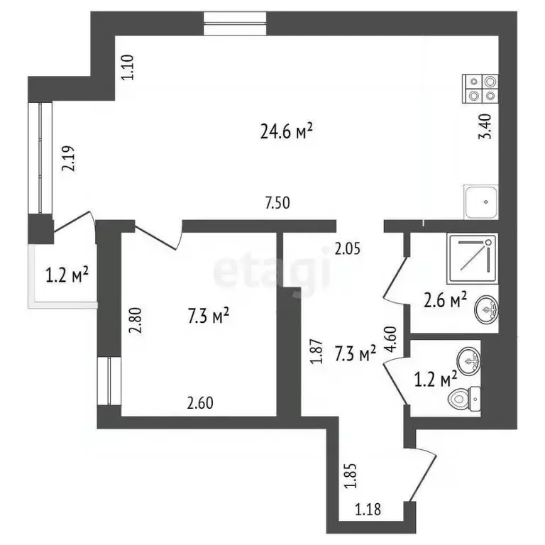 1-к кв. Крым, Ялта ул. Сеченова, 21/31к2 (44.2 м) - Фото 2