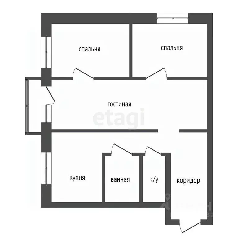 3-к кв. Красноярский край, Бородино г. Рыбинский муниципальный округ, ... - Фото 1