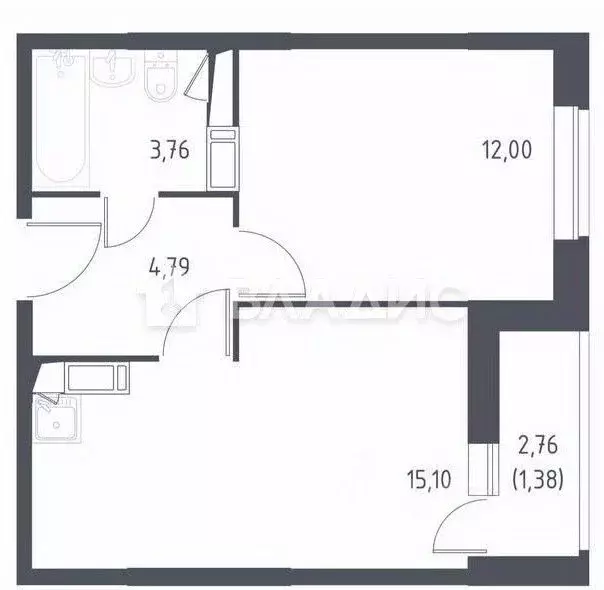 1-к кв. Московская область, Ленинский городской округ, Мисайлово пгт, ... - Фото 2