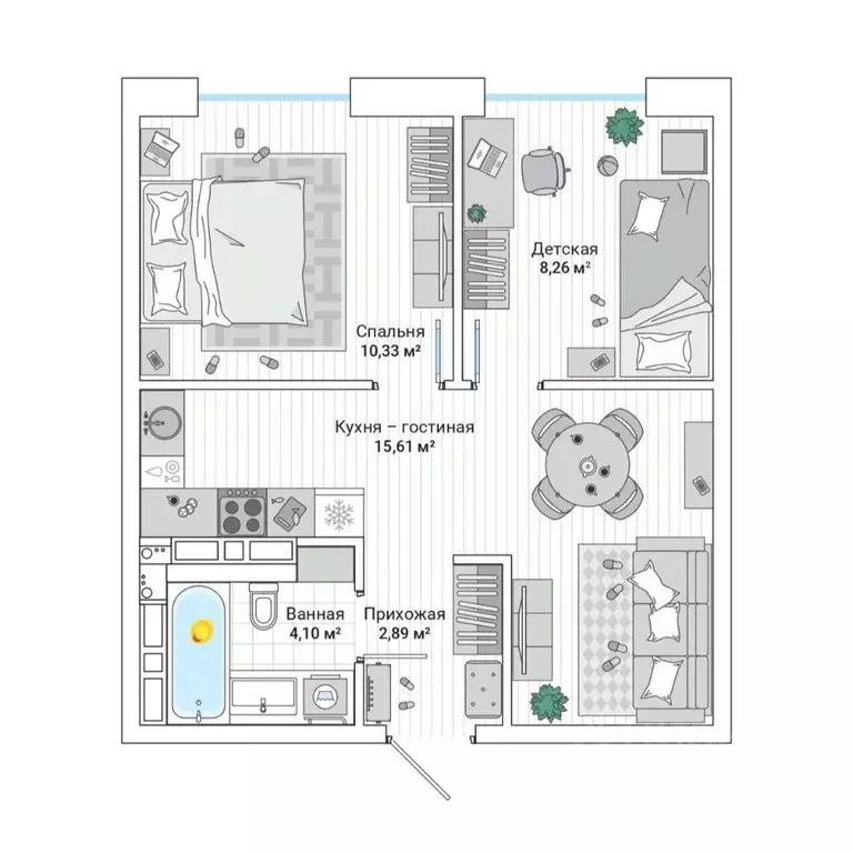 2-к кв. Приморский край, Владивосток Гринвуд жилой комплекс (42.2 м) - Фото 1