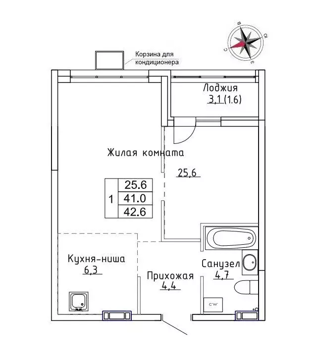 Квартира-студия: Новый, улица Ленина, 6с1 (42.6 м) - Фото 0