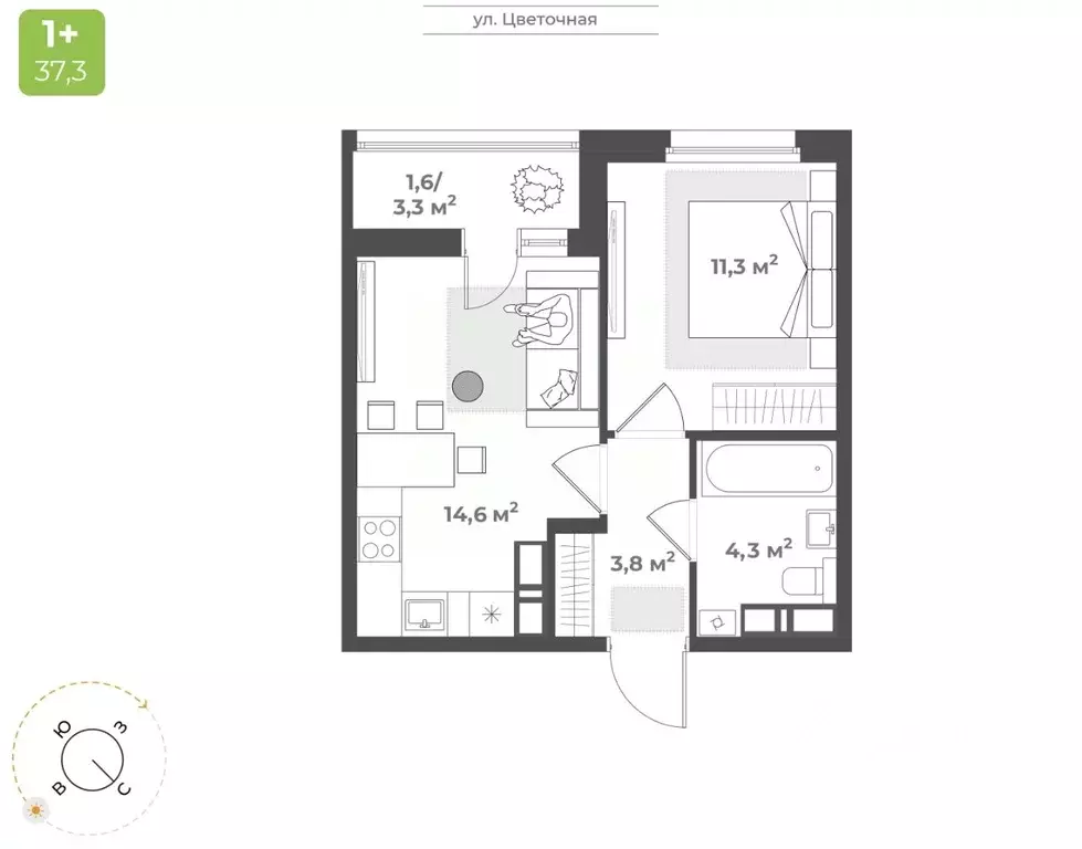 1-к кв. Тверская область, Тверь Соминка мкр,  (35.6 м) - Фото 1