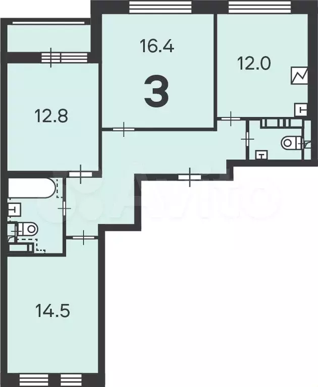 Аукцион: 3-к. квартира, 75,3 м, 2/15 эт. - Фото 0