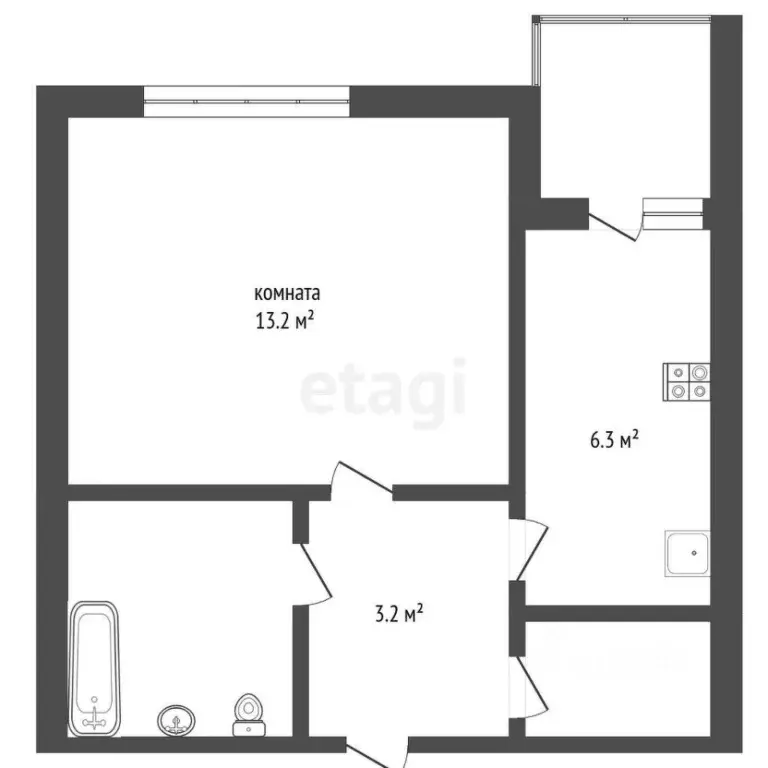 1-к кв. Удмуртия, Ижевск ул. Степана Разина, 54 (35.5 м) - Фото 1