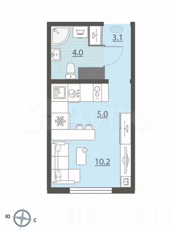 Квартира-студия, 22,3 м, 5/15 эт. - Фото 0