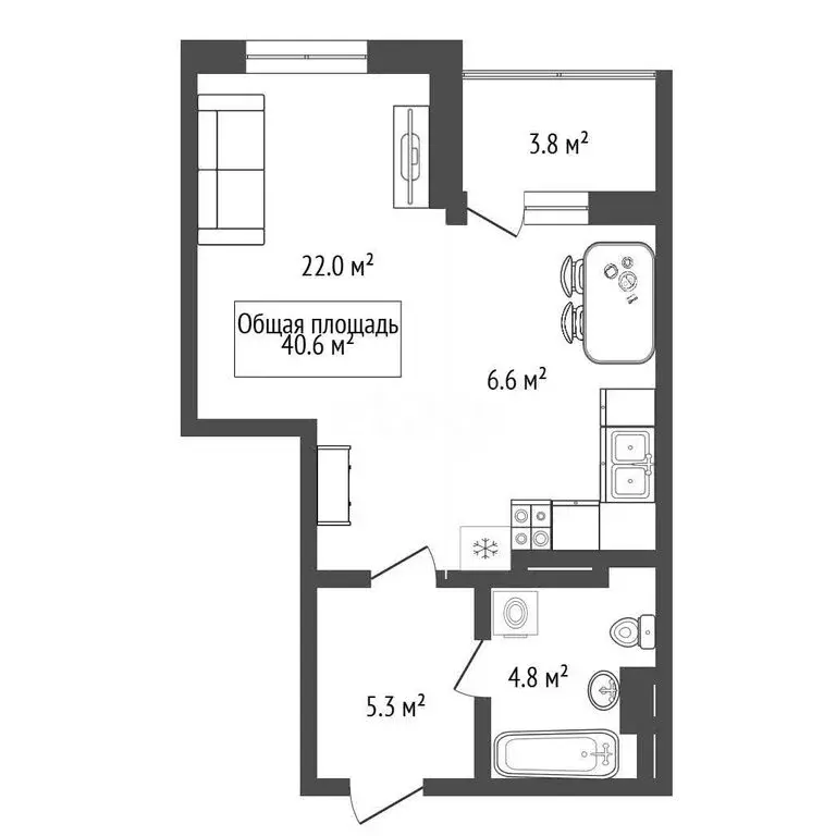 Квартира-студия: Новосибирск, улица Петухова, 170 (40.6 м) - Фото 1