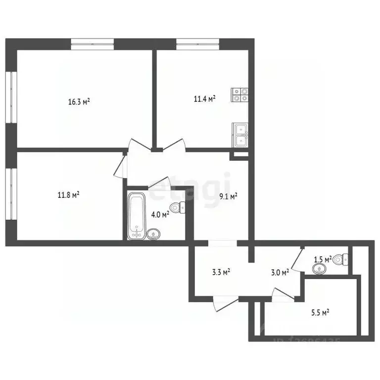 2-к кв. Московская область, Котельники Парковый мкр, 1 (65.0 м) - Фото 2