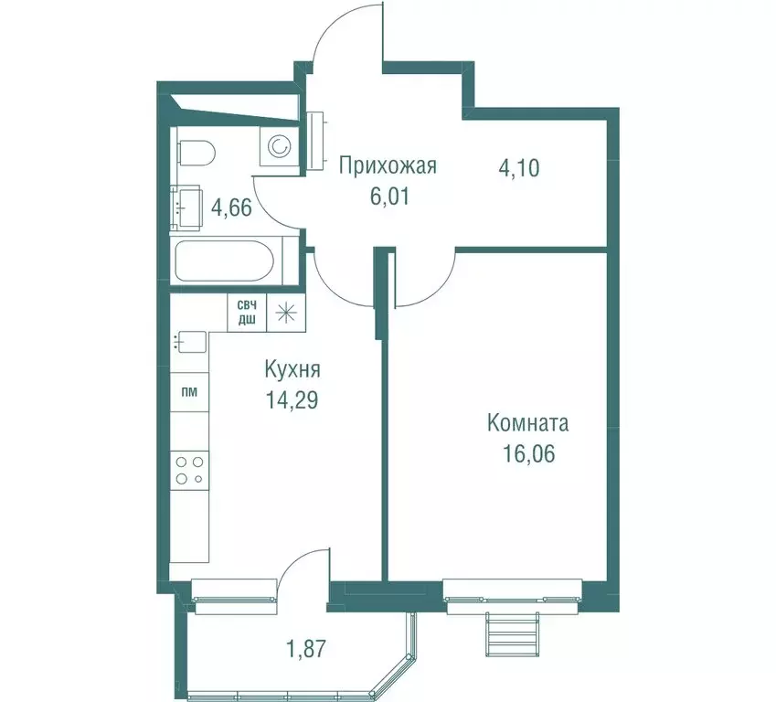 1-комнатная квартира: Одинцово, жилой комплекс Одинбург (46.99 м) - Фото 0