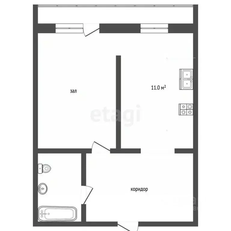 1-к кв. Томская область, Томский район, д. Кисловка, Северный мкр ул. ... - Фото 2