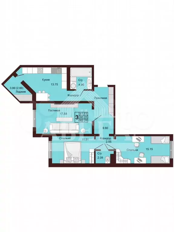 2-к. квартира, 80 м, 5/16 эт. - Фото 0