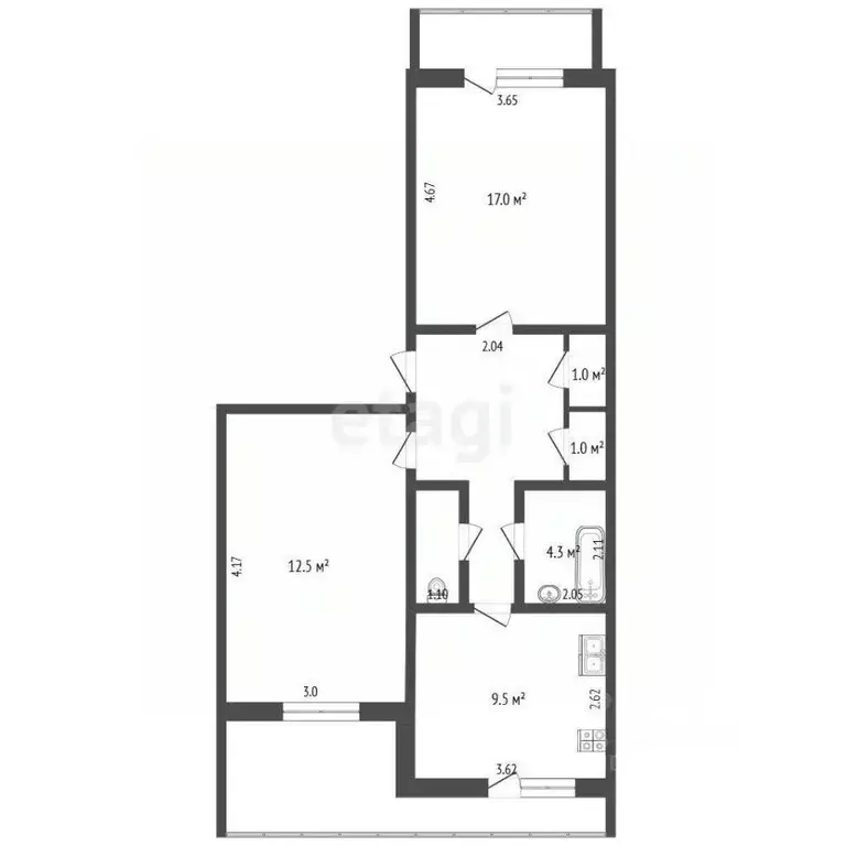 2-к кв. Крым, Феодосия ш. Симферопольское, 57 (50.7 м) - Фото 2