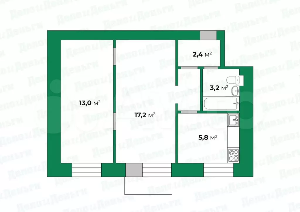 2-к. квартира, 42 м, 5/5 эт. - Фото 0