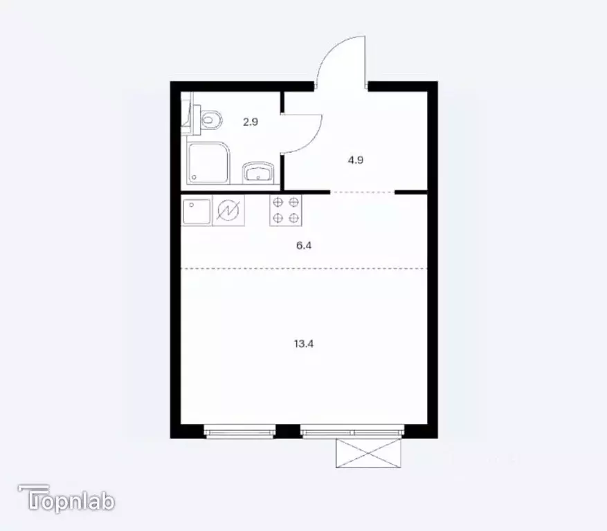 Студия Нижегородская область, Нижний Новгород д. Утечино, 4 (27.0 м) - Фото 1