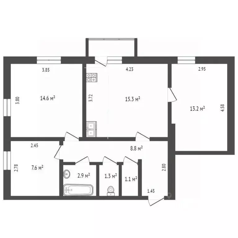 3-к кв. Севастополь, Севастополь, Инкерман г. ул. Толбухина, 3 (56.6 ... - Фото 2