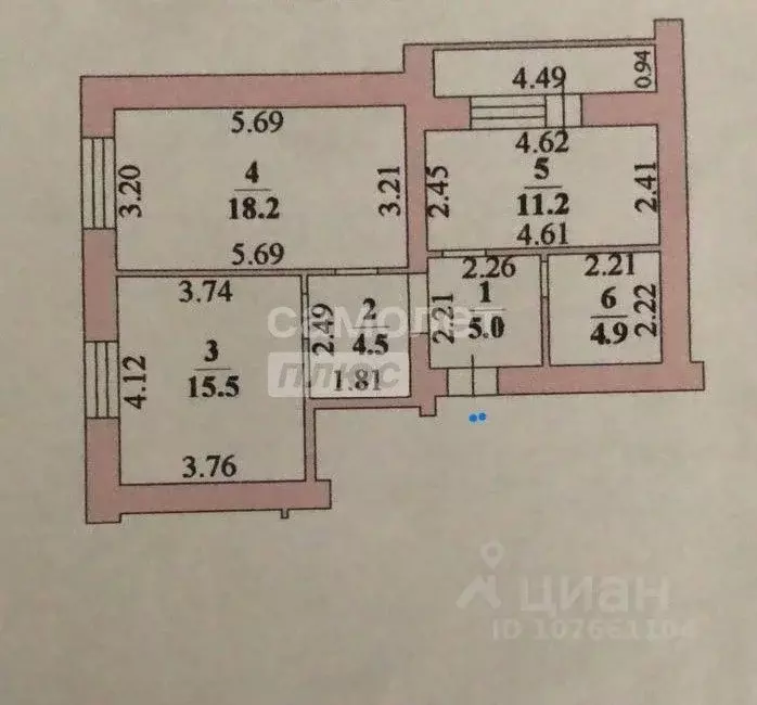 2-к кв. Липецкая область, Липецк ул. А.Д. Белянского, 12 (59.5 м) - Фото 2
