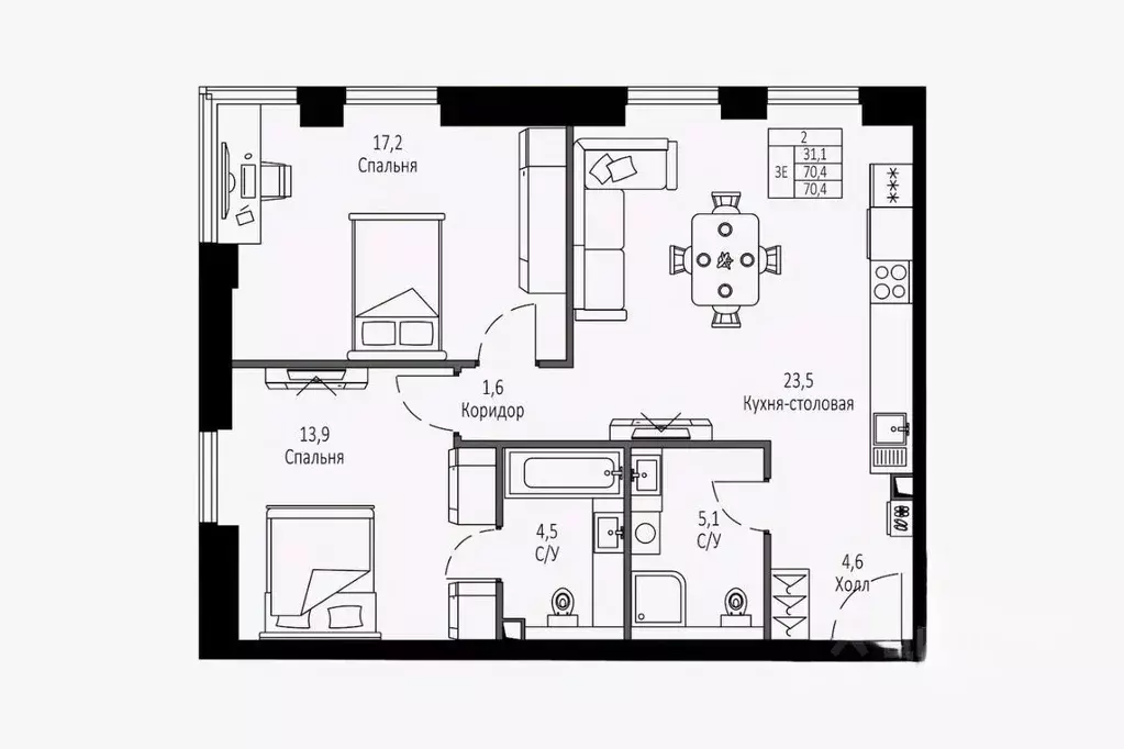 2-к кв. Москва Севастопольский просп., 22А (72.0 м) - Фото 2