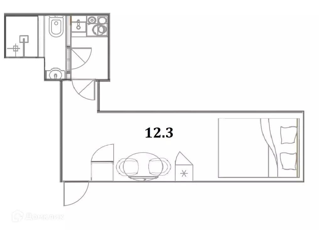 Продаётся квартира-студия, 12.3 м - Фото 1