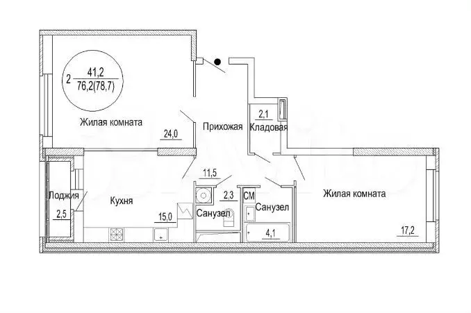 2-к. квартира, 78,7 м, 8/12 эт. - Фото 0