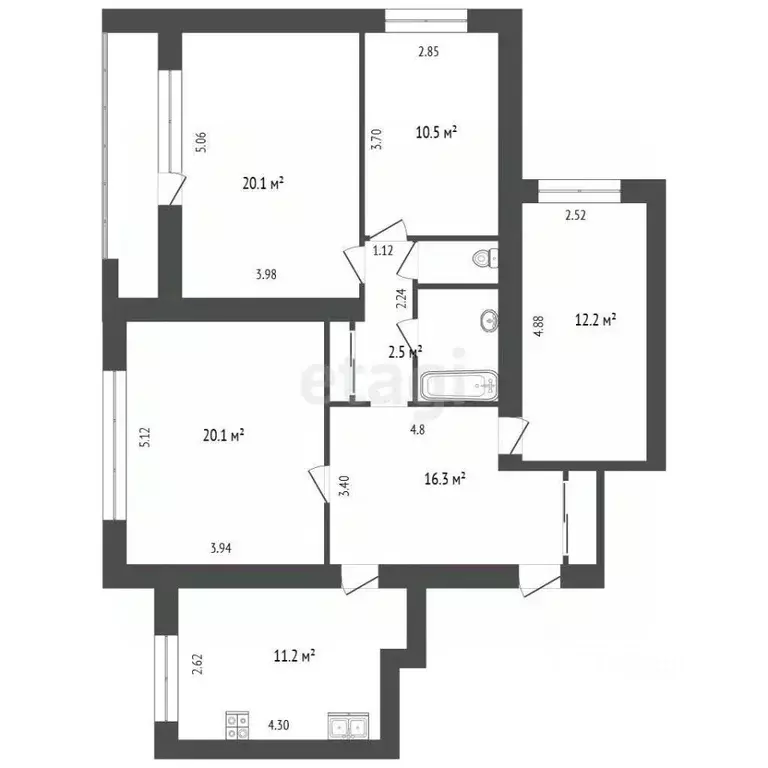 3-к кв. Тюменская область, Тюмень ул. Мельникайте, 119 (104.0 м) - Фото 1