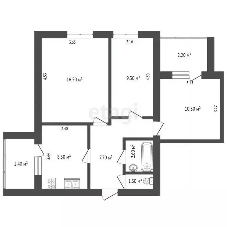 3-к кв. Севастополь ул. Молодых Строителей, 8 (56.0 м) - Фото 1