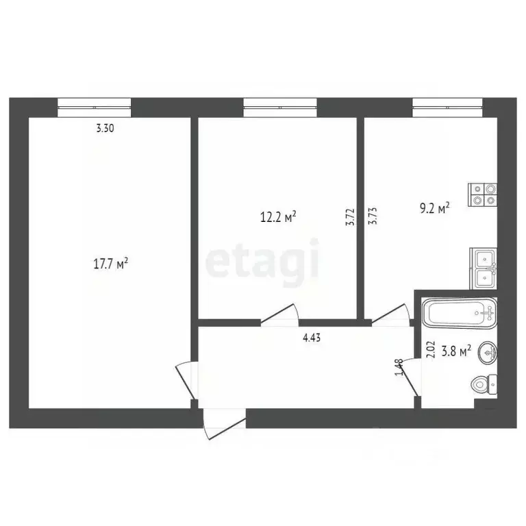 2-к кв. Ульяновская область, Ульяновский район, Ишеевка рп ул. Гимова, ... - Фото 2