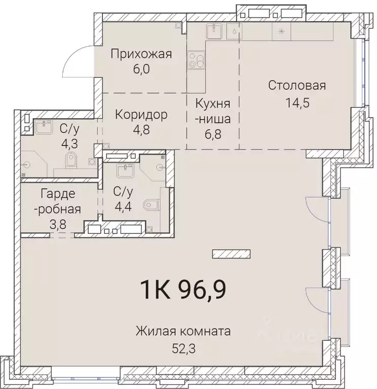 1-к кв. Новосибирская область, Новосибирск Овражная ул., 2А (96.9 м) - Фото 0