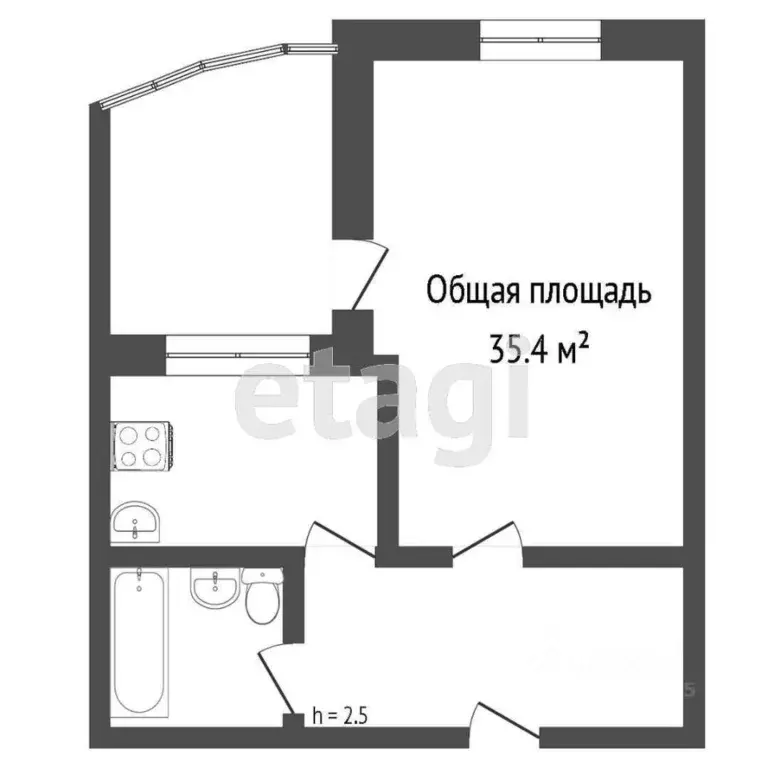 1-к кв. Бурятия, Улан-Удэ Ключевская ул., 54В (35.3 м) - Фото 1