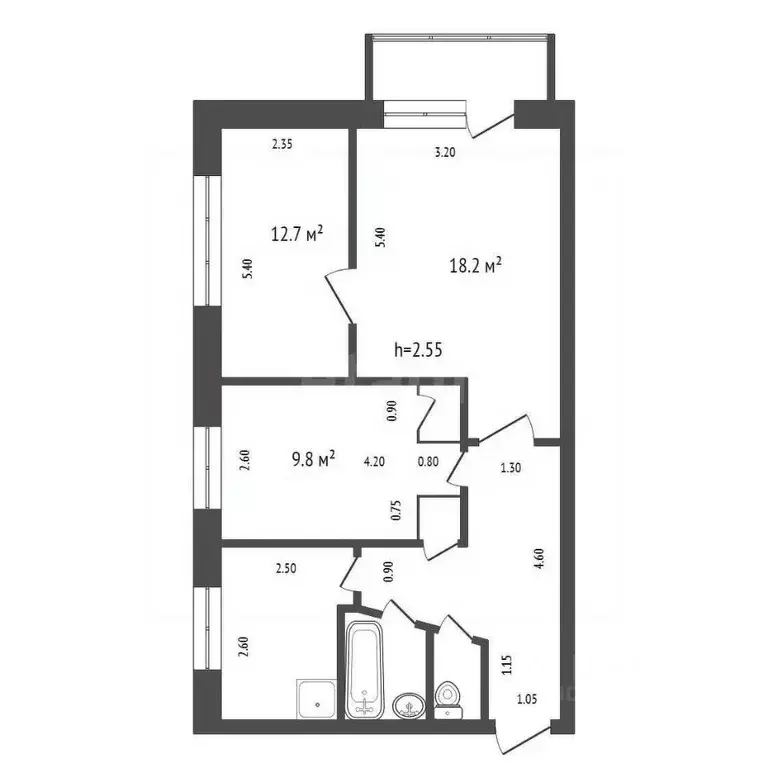 3-к кв. Красноярский край, Красноярск ул. Парижской Коммуны, 3 (58.0 ... - Фото 2