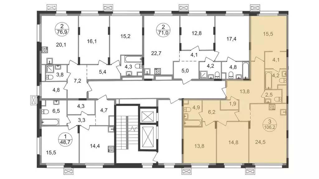 3-комнатная квартира: посёлок городского типа Заречье, жилой комплекс ... - Фото 2