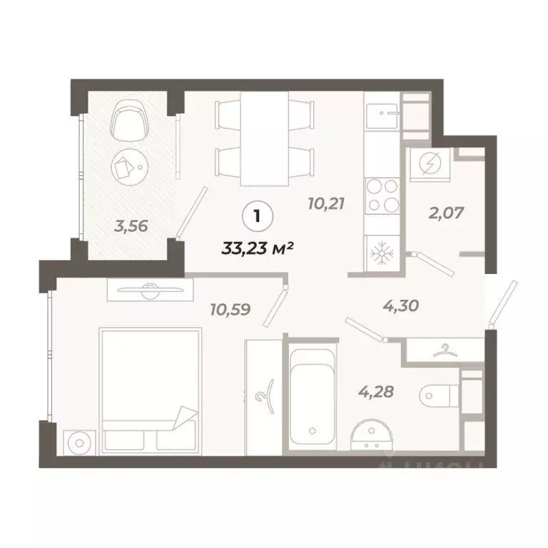 1-к кв. Санкт-Петербург ул. Коли Томчака, 21Д (33.23 м) - Фото 1