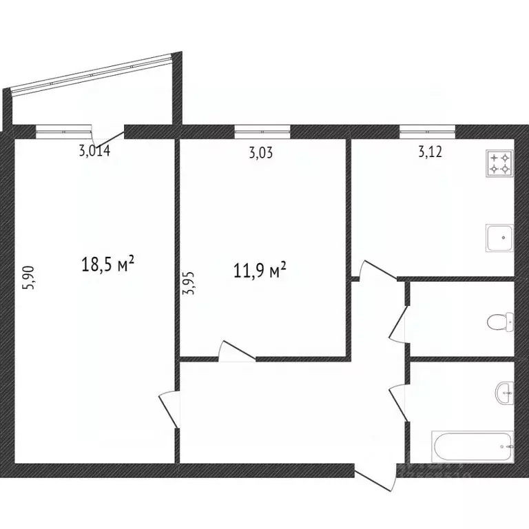 2-к кв. Пензенская область, Пенза Российская ул., 41 (54.3 м) - Фото 1