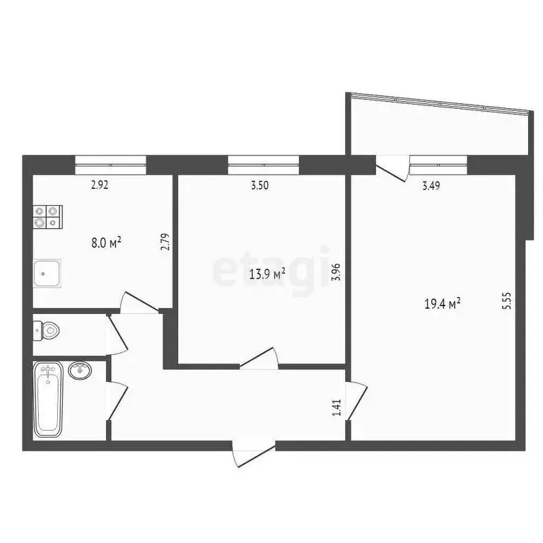 2-комнатная квартира: Тюмень, улица Мельникайте, 136 (53.2 м) - Фото 1