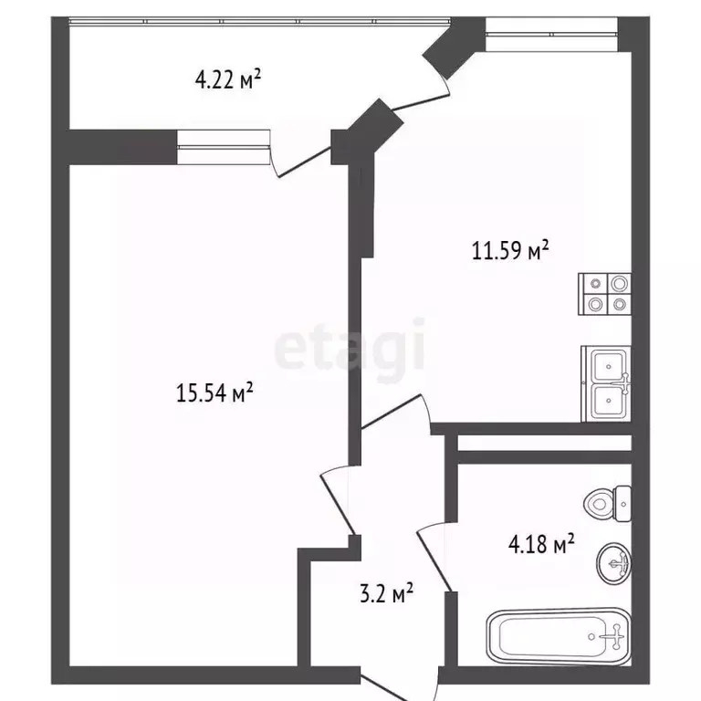 1-к кв. Краснодарский край, Анапа ул. Поликарпова, 2к9 (40.0 м) - Фото 2