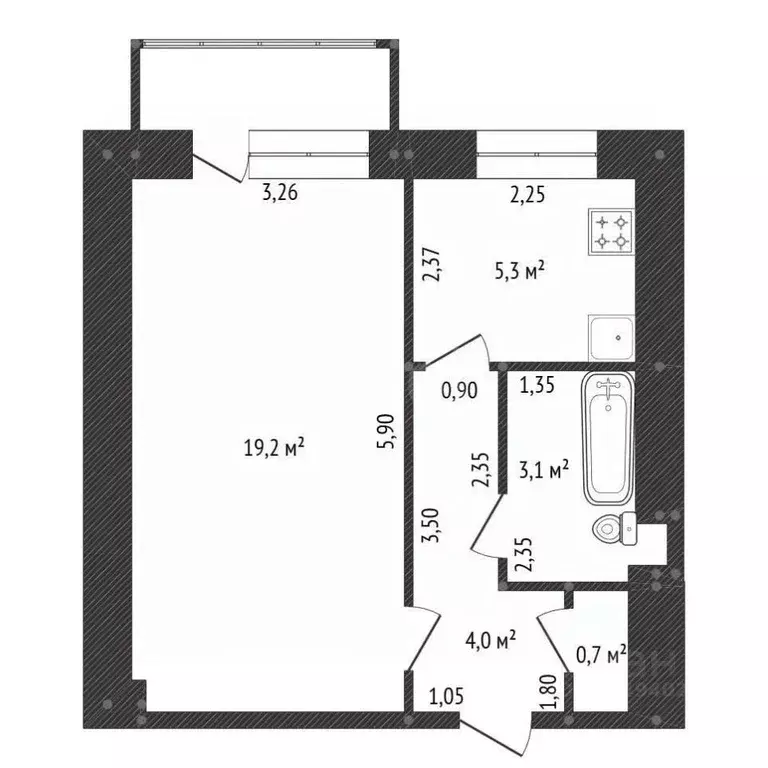 1-к кв. Башкортостан, Уфа ул. Машиностроителей, 4 (32.3 м) - Фото 2