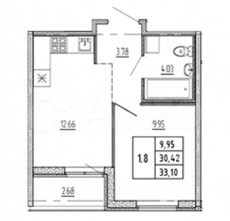 1-к. квартира, 31 м, 2/22 эт. - Фото 0