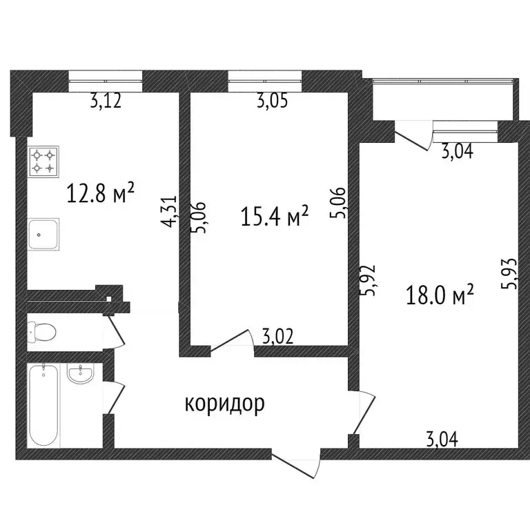 2-комнатная квартира: село Репное, Венская улица, 5 (48 м) - Фото 1
