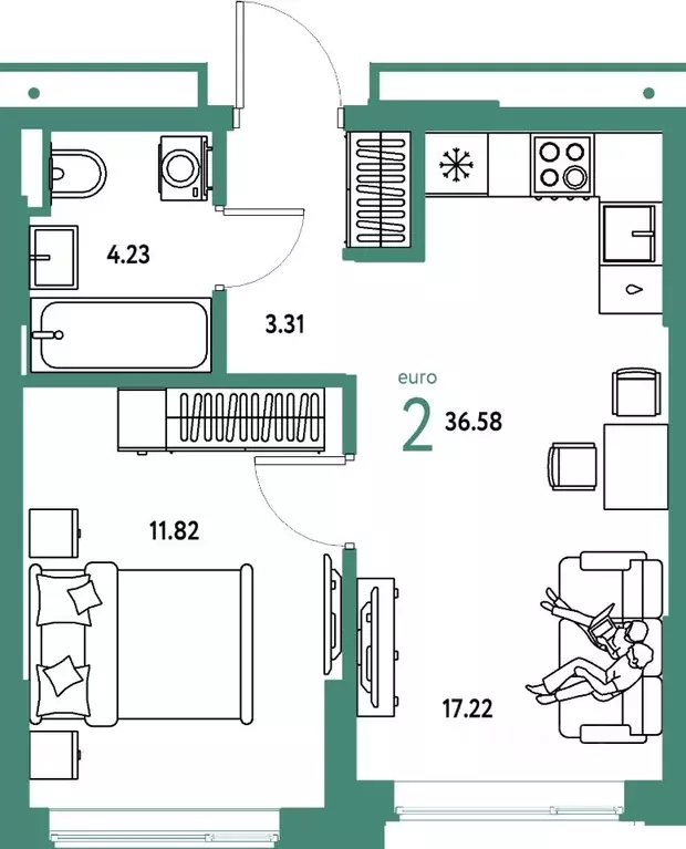 2-к кв. Тюменская область, Тюмень ул. Мельникайте, 42к1 (36.58 м) - Фото 1