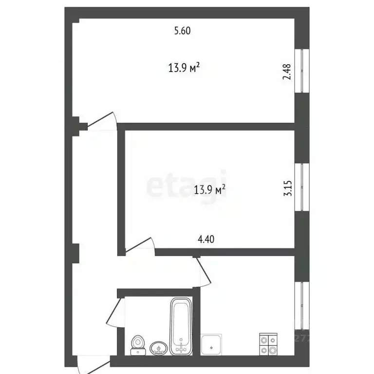 2-к кв. Калужская область, Калуга Николо-Козинская ул., 3 (45.4 м) - Фото 2