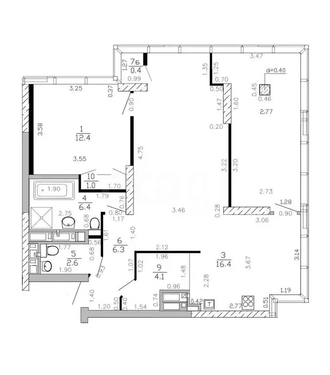 2-комнатная квартира: Казань, Кировский район, Шоссейная улица, 57 (86 ... - Фото 1