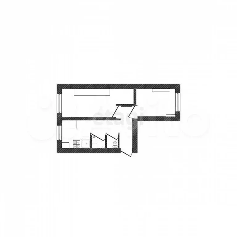 2-к. квартира, 48,7 м, 1/5 эт. - Фото 0