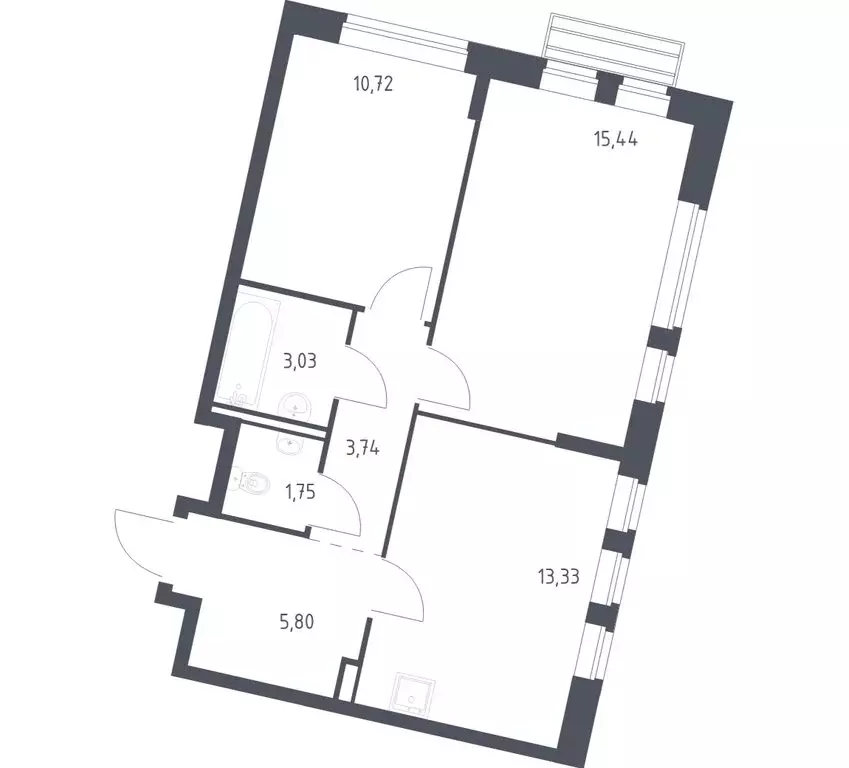 2-комнатная квартира: село Лайково, микрорайон Город-Событие, ЖК ... - Фото 1