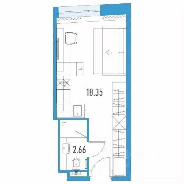 Студия Санкт-Петербург Ленинский просп., 153уч1 (21.01 м) - Фото 0
